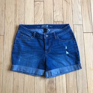 Cuffed Deconstructed Denim Shorts